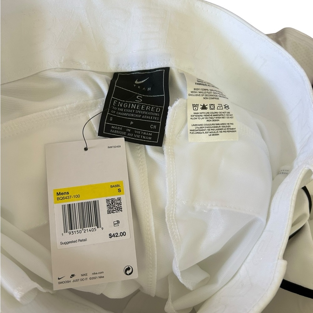 NIKE Vapor Pro High Baseball 3/4 Piped Pants Mens Small White Black Piping NWT - Picture 2 of 4
